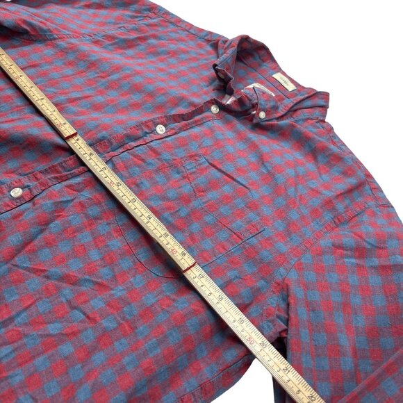 J. Crew Mens Secret Wash Organic Cotton Button-Down Shirt Red & Blue Checkered C - Picture 6 of 10
